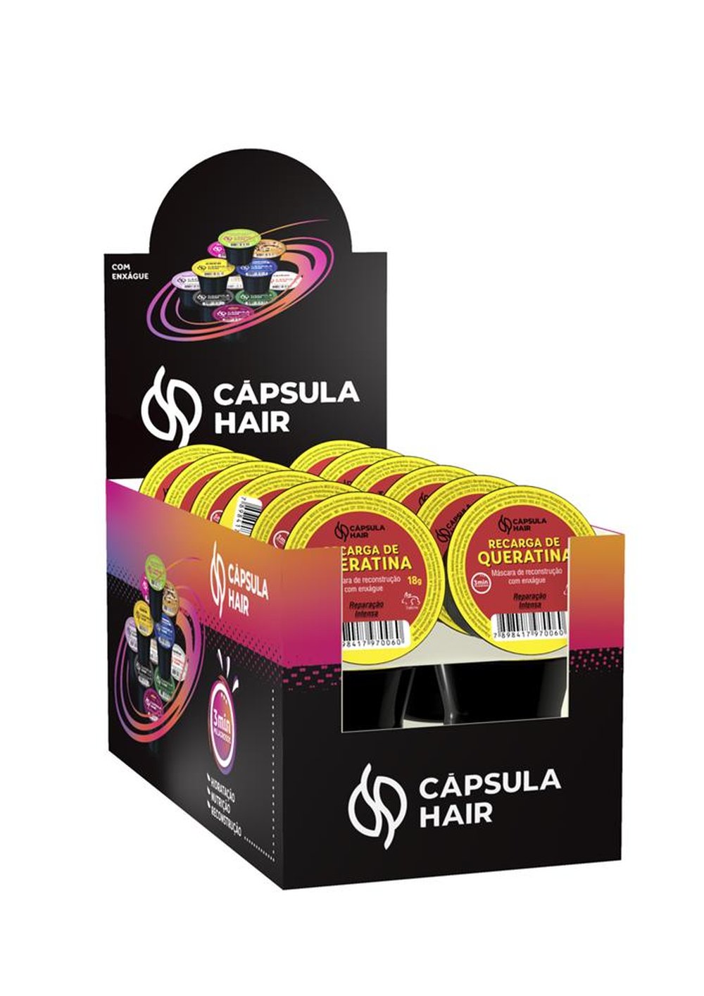 Display Cápsula Hair Recarga Queratina com 24 unidades