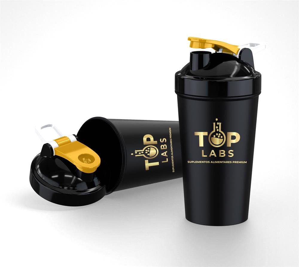 Coqueteleira Preta Top Labs 600ml + Mola