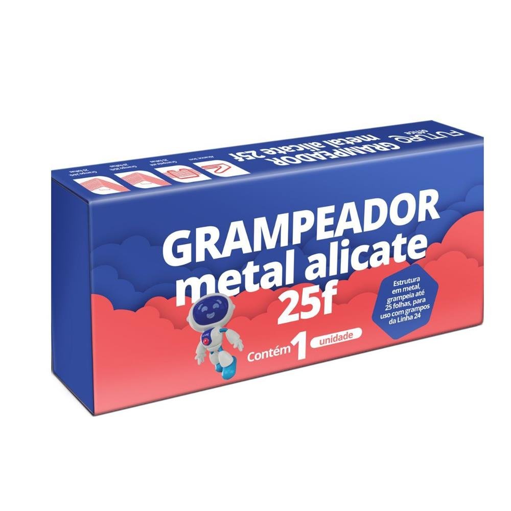 Grampeador Metal Alicate Futuro 25 Folhas Ref Fo262215