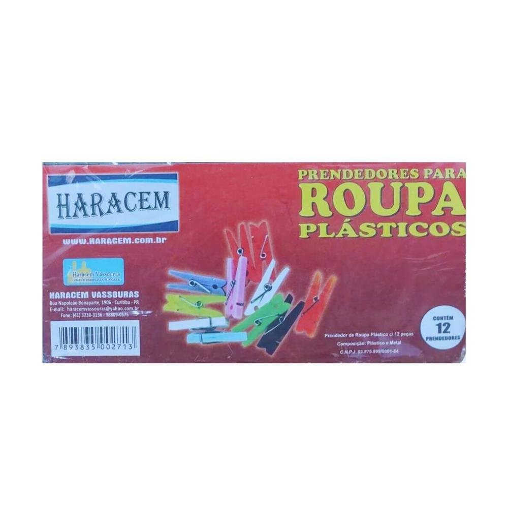 Prendedor De Roupas Plastico Haracem Com 12 Unidades