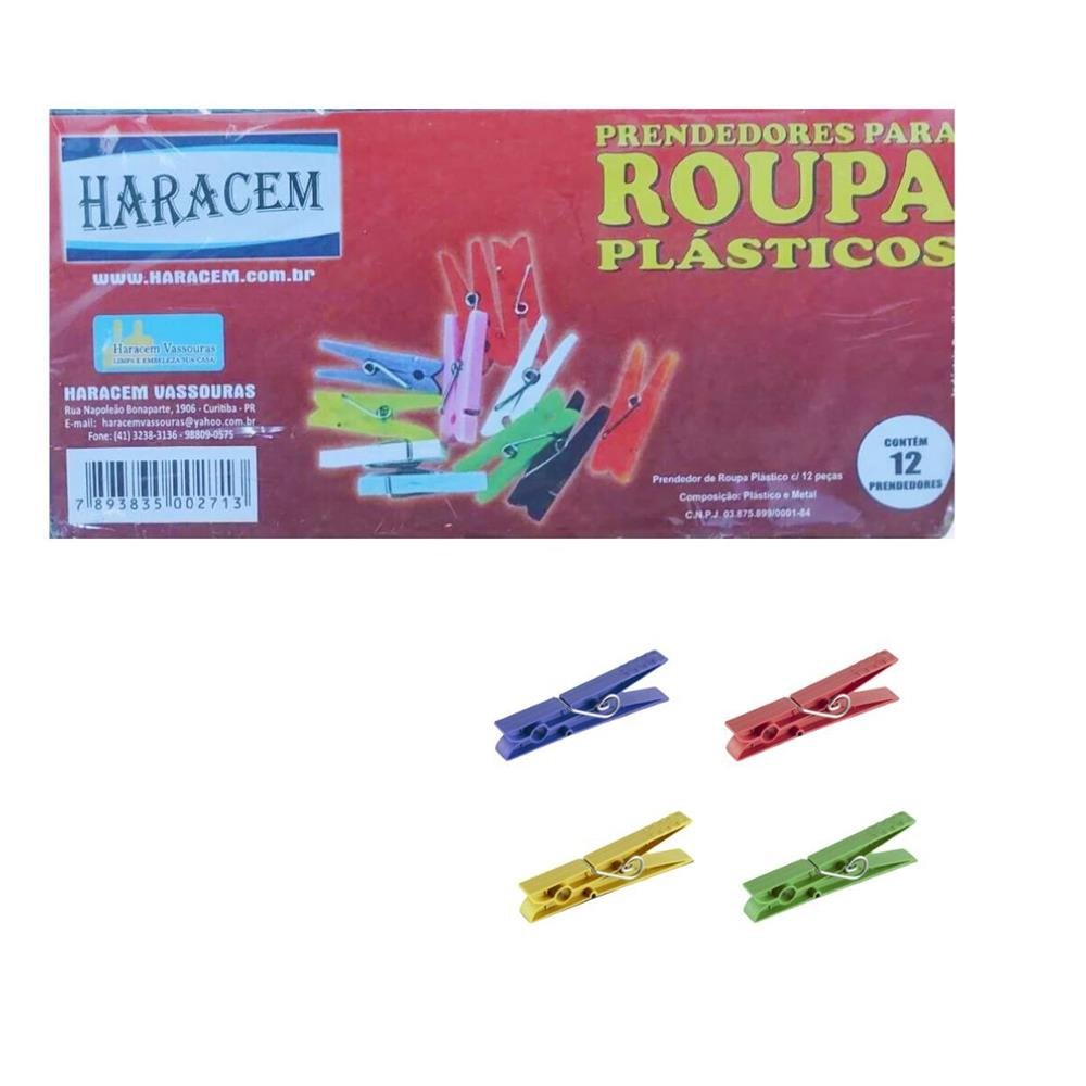 Prendedor De Roupas Plastico Haracem Com 12 Unidades