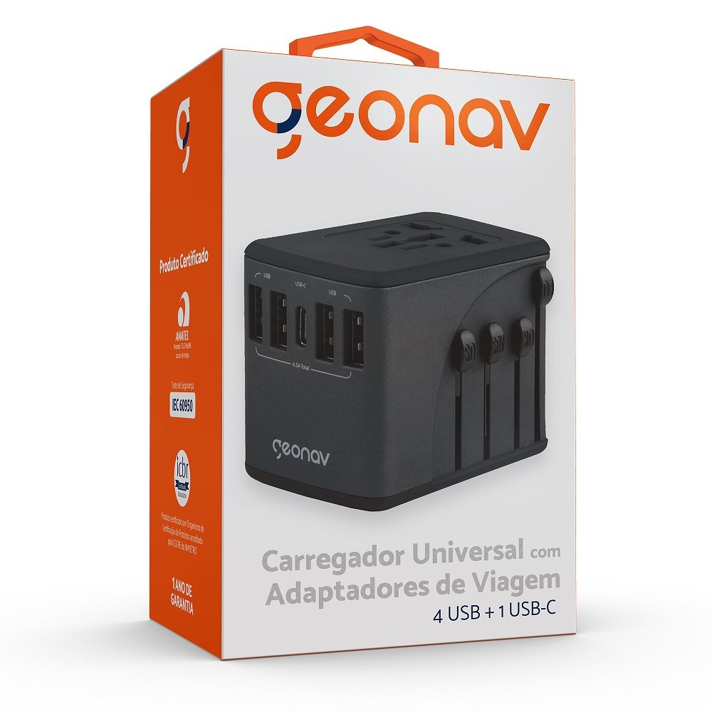 Carregador Adaptador de Viagem ¿ TLCH65BK - Geonav