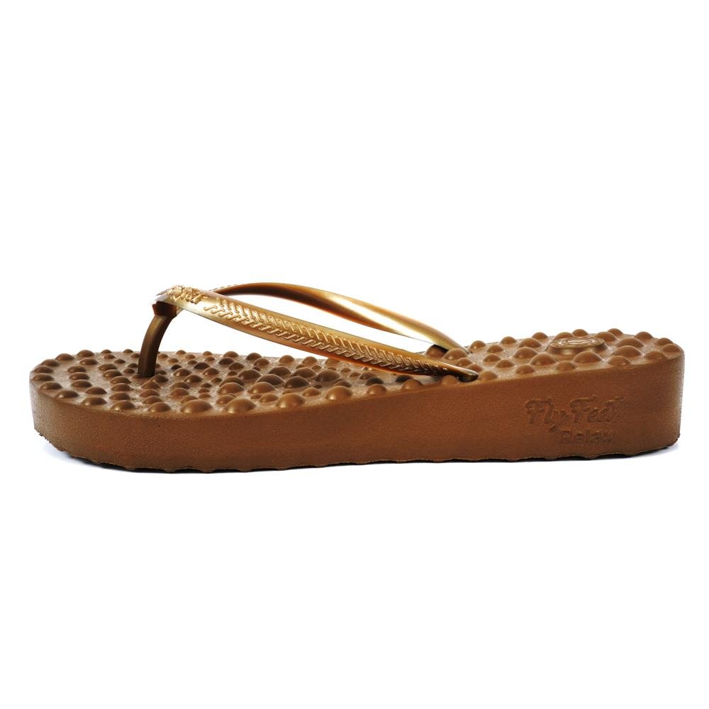 Sandalia Ortopedica Flyfeet Relax Anabela Marrom 33/34