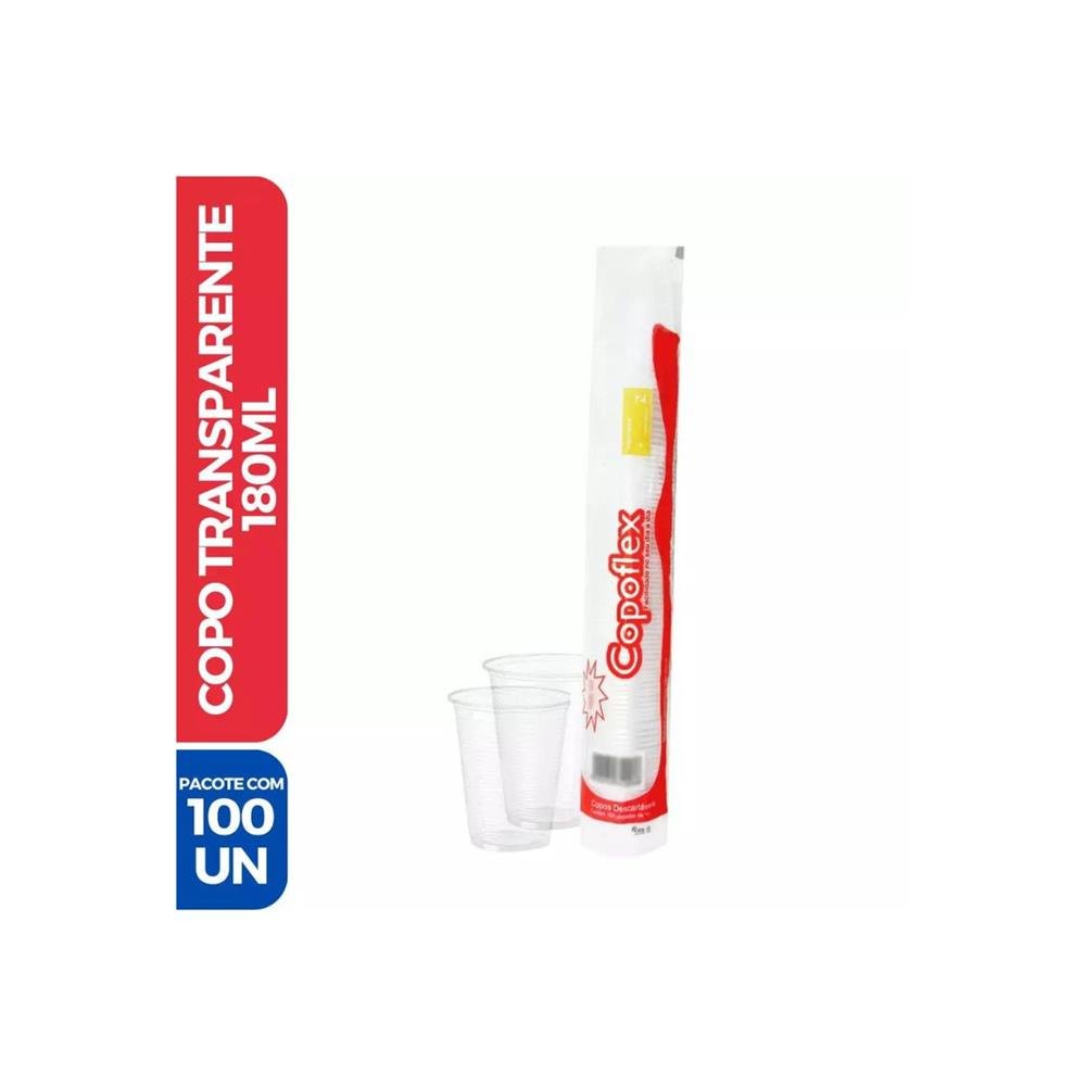 Caixa Copo Copoflex Descartavel 180 Ml Com 25 Unidades Transparente Com 100 Unidades Cada