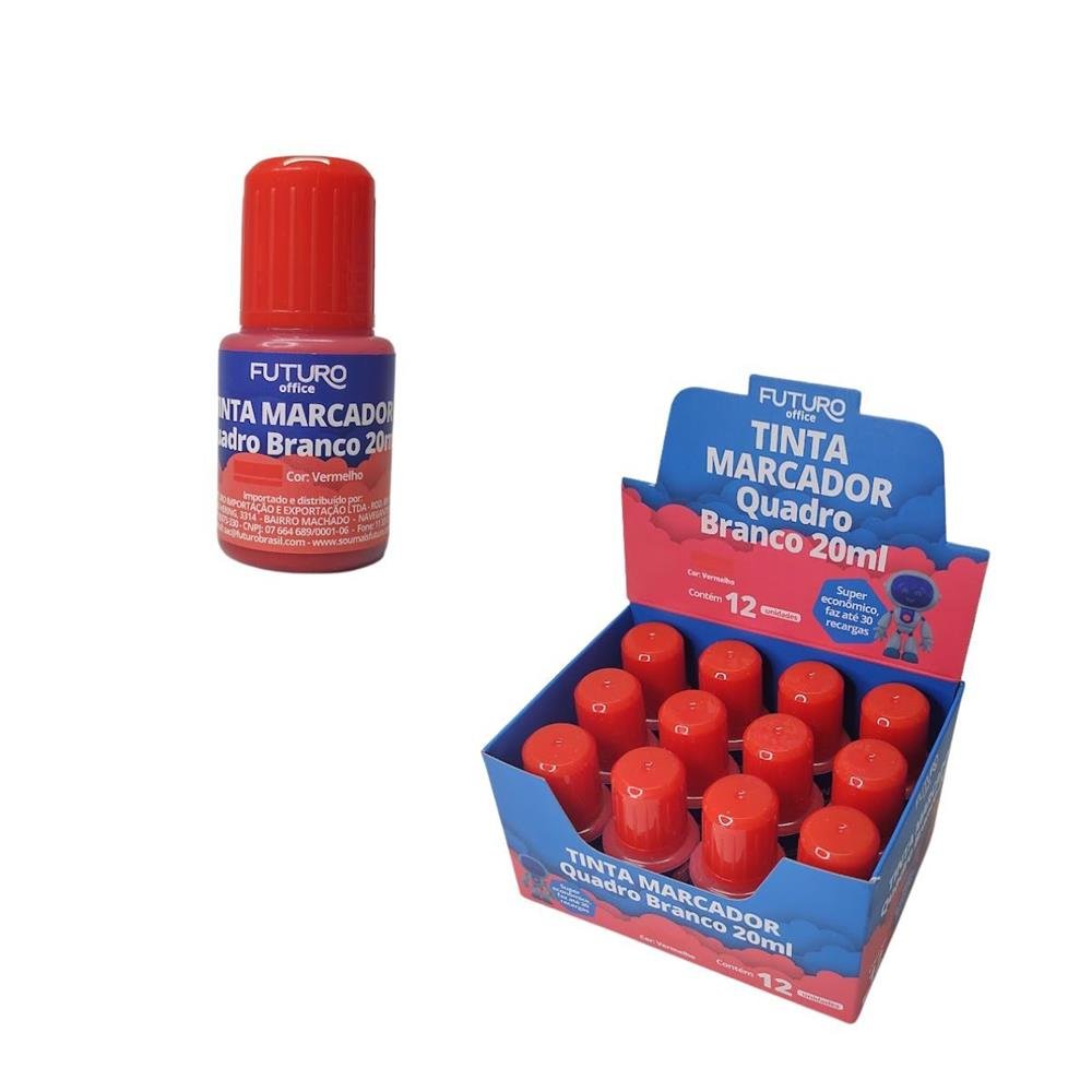 Tinta Para Marcador Quadro Branco Futuro 20Ml Vermeho Com 12 Unidades Ref Fo272228
