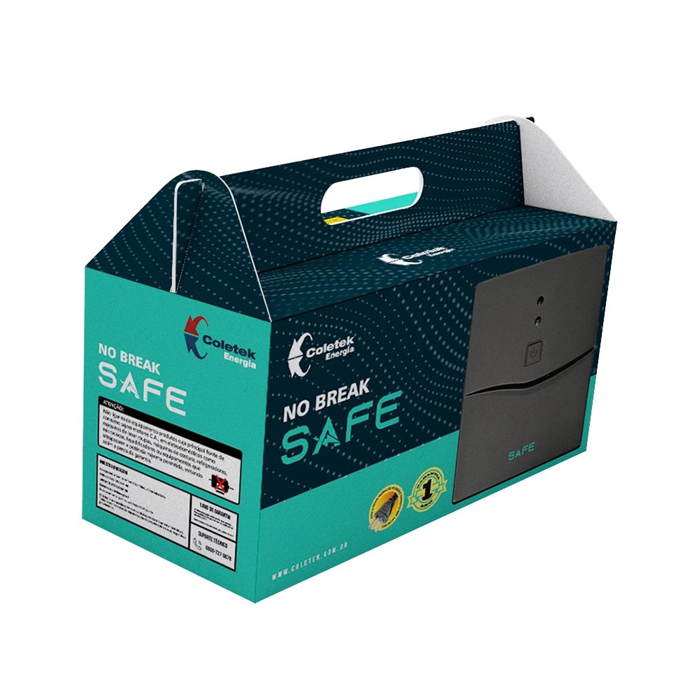 Nobreak Coletek UPS SAFE 700VA - 1 Bateria, 4 Tomadas, Bivolt, Preto