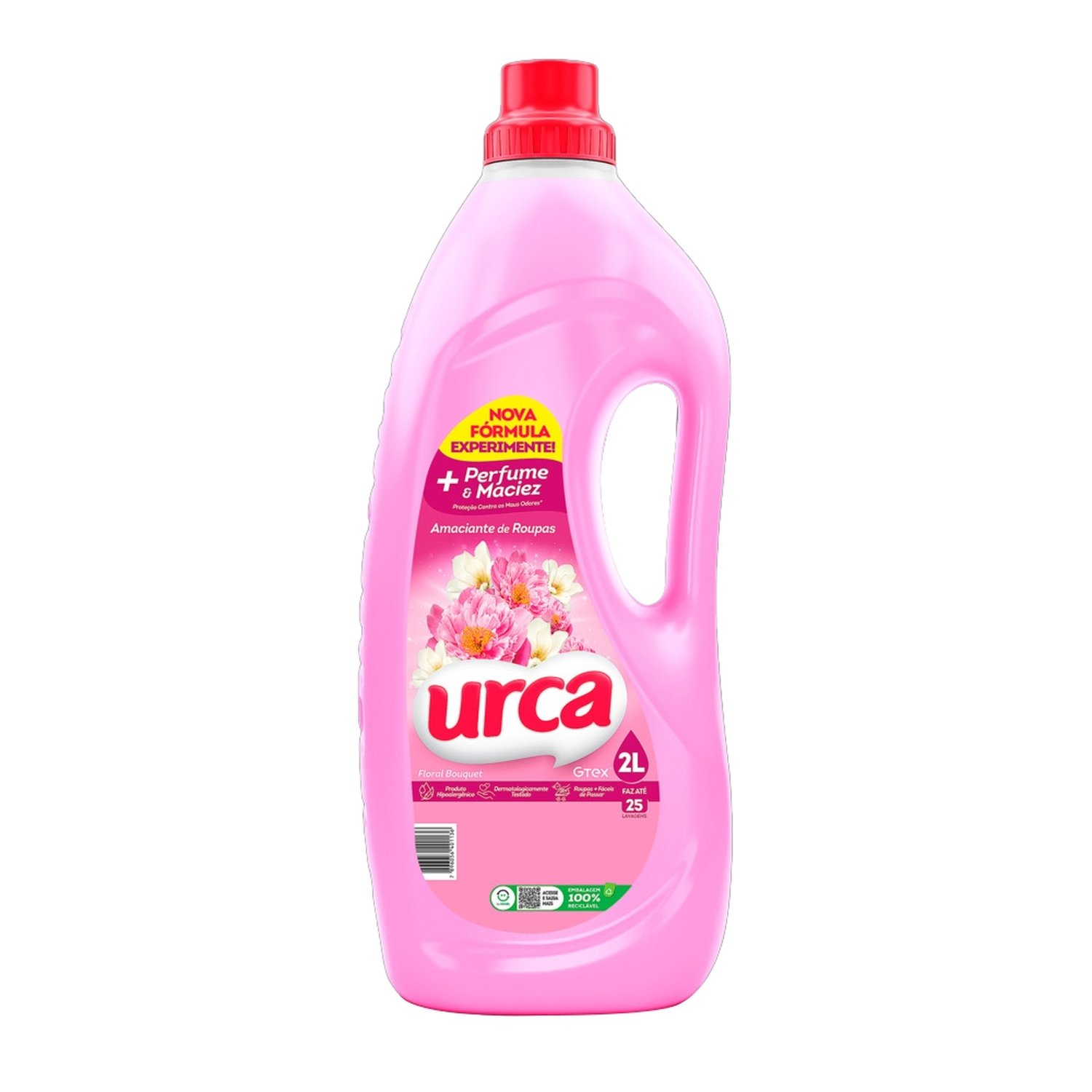 Amaciante Urca Floral Rosa 2 Litro - Embalagem com 6 Unidades