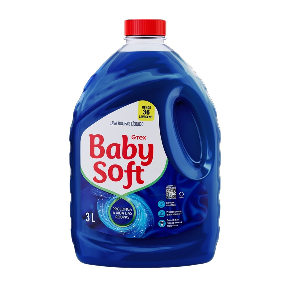 Lava Roupas Líquido Baby Soft  Azul 3 Litros - 4 Unidades