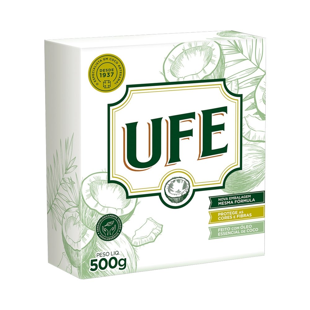 Sabão em Pó UFE Coco 500g - 12 Unidades