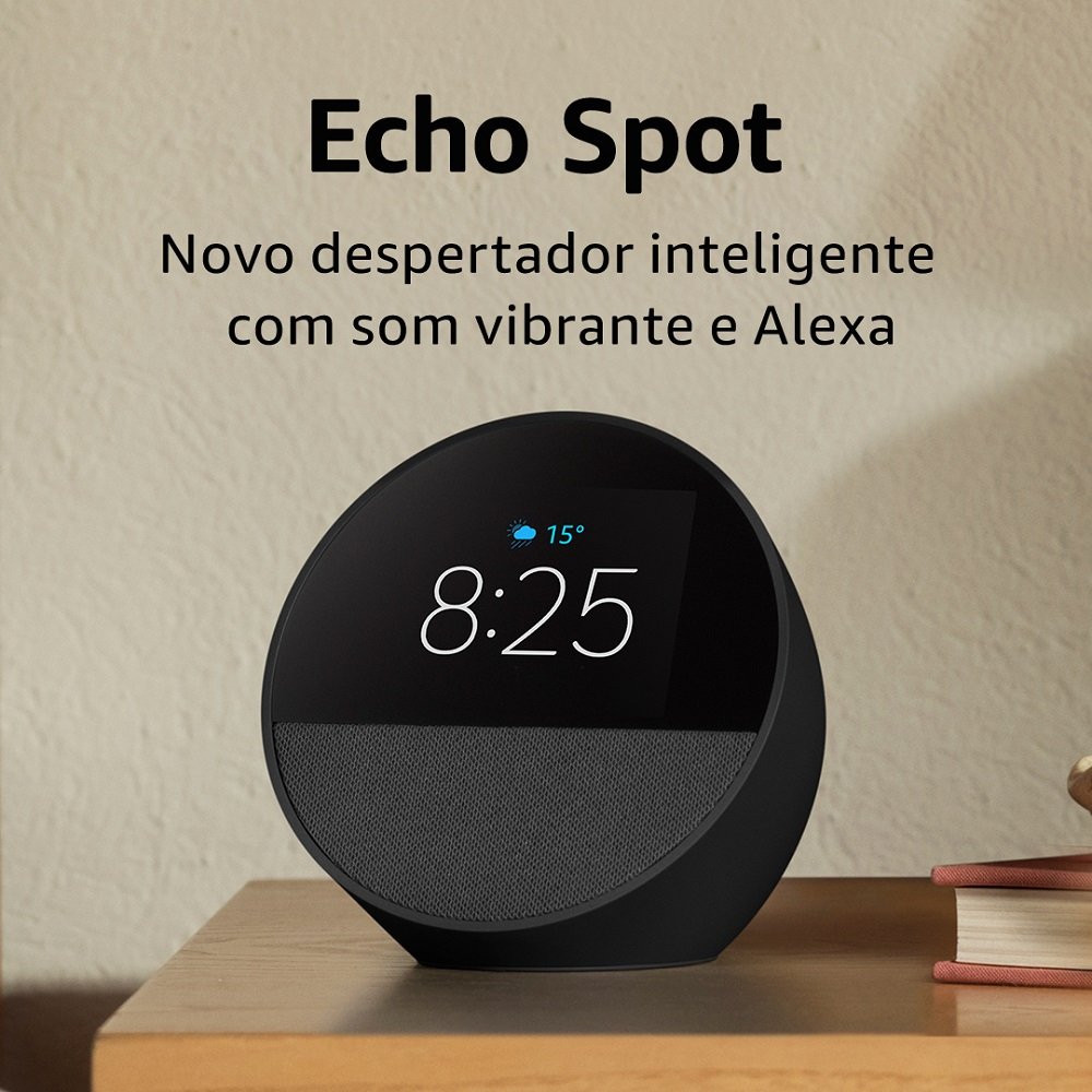 Echo Spot (2024) Com Alexa: Despertador Inteligente Com Som Vibrante E Alexa | Cor Branca, Amazon