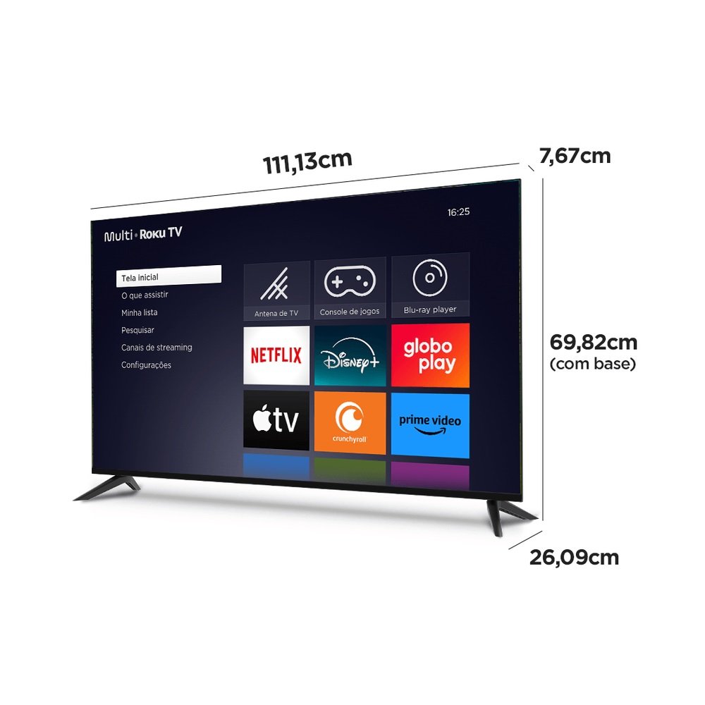 Smart Tv 50" Uhd 4k Multi Tl059m Com Sistema Roku, Processador Quad Core, Dolby Audio, Compativel Com Alexa E Google Home