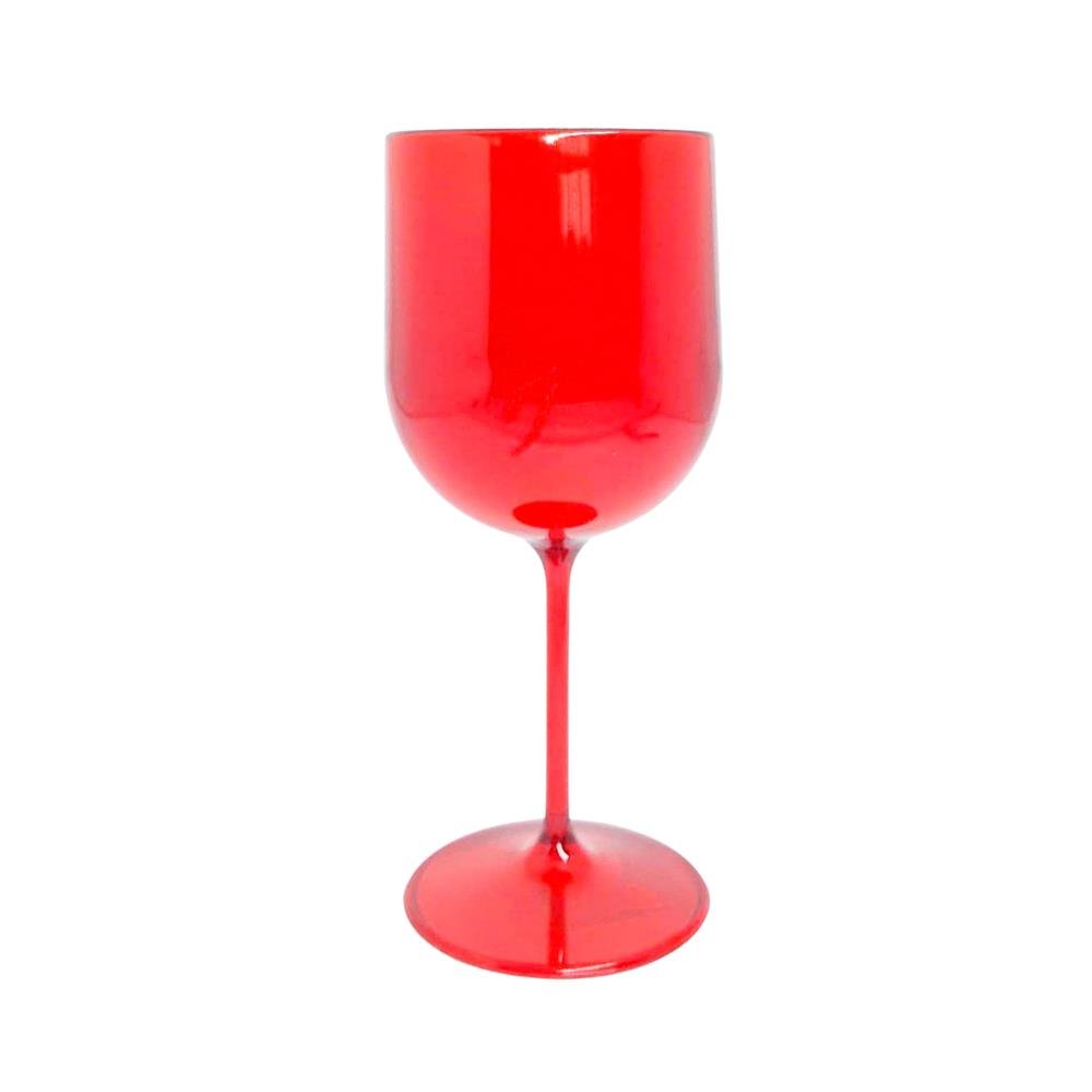 Taca De Vinho 340 Ml - Vermelho Transparente