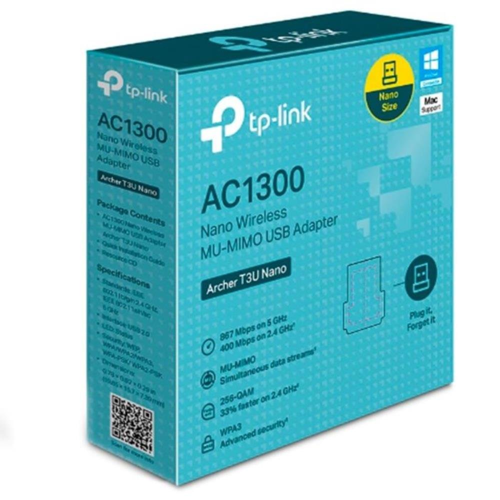 Adaptador TP-Link Wireless Archer T3U Nano USB MU-MIMO - AC1300