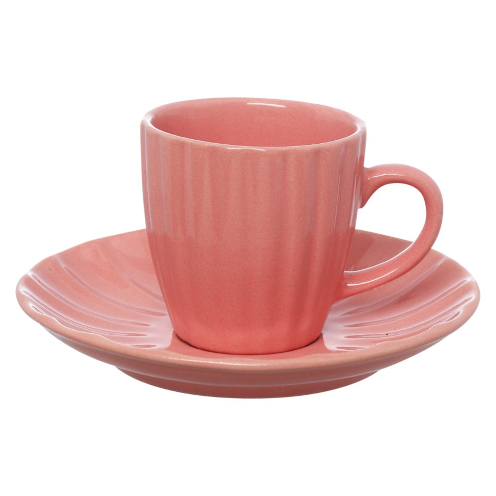 Xícara Café Bella Rosa 90ML 4 Peças - Hauskraft