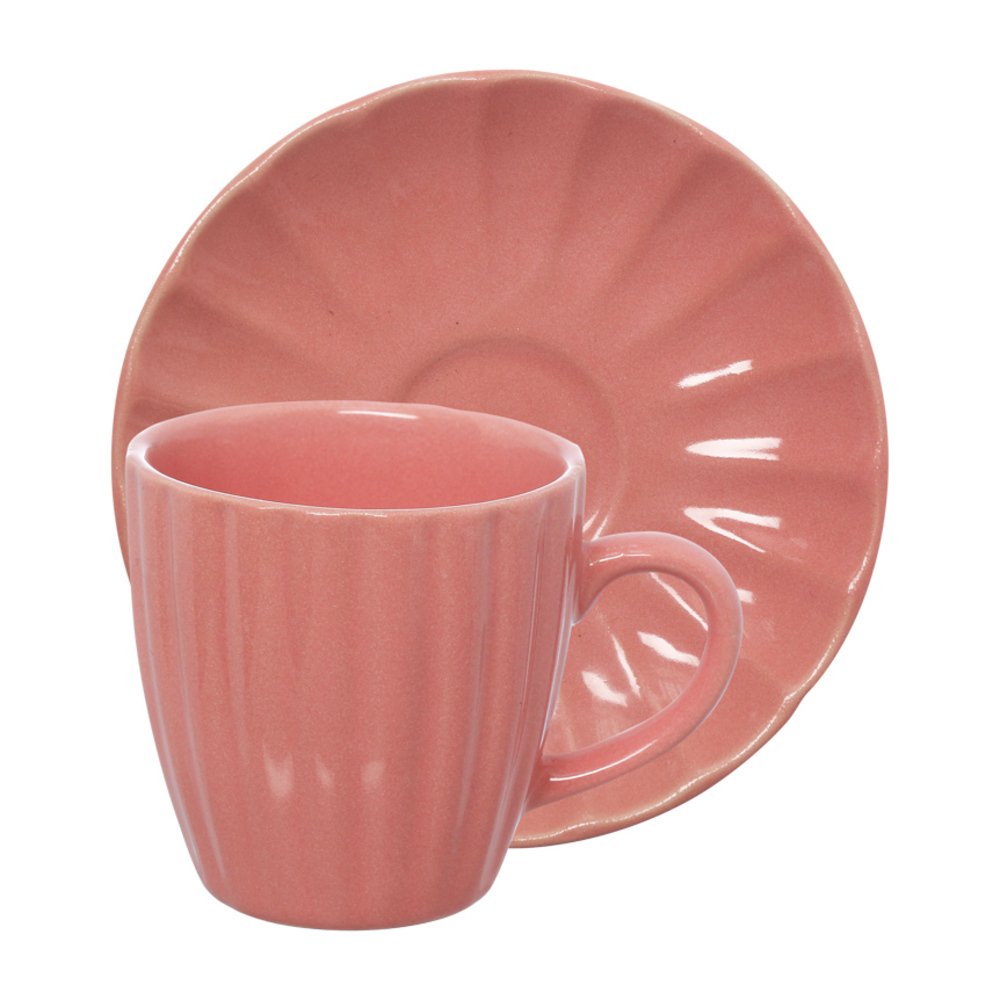 Xícara Café Bella Rosa 90ML 4 Peças - Hauskraft