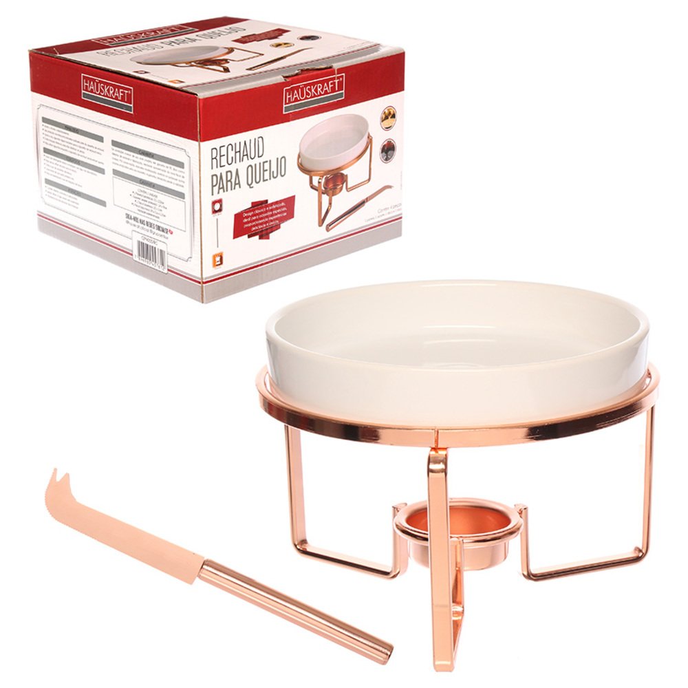 Rechaud Para Queijo Rose Gold 4 Peças - Hauskraft