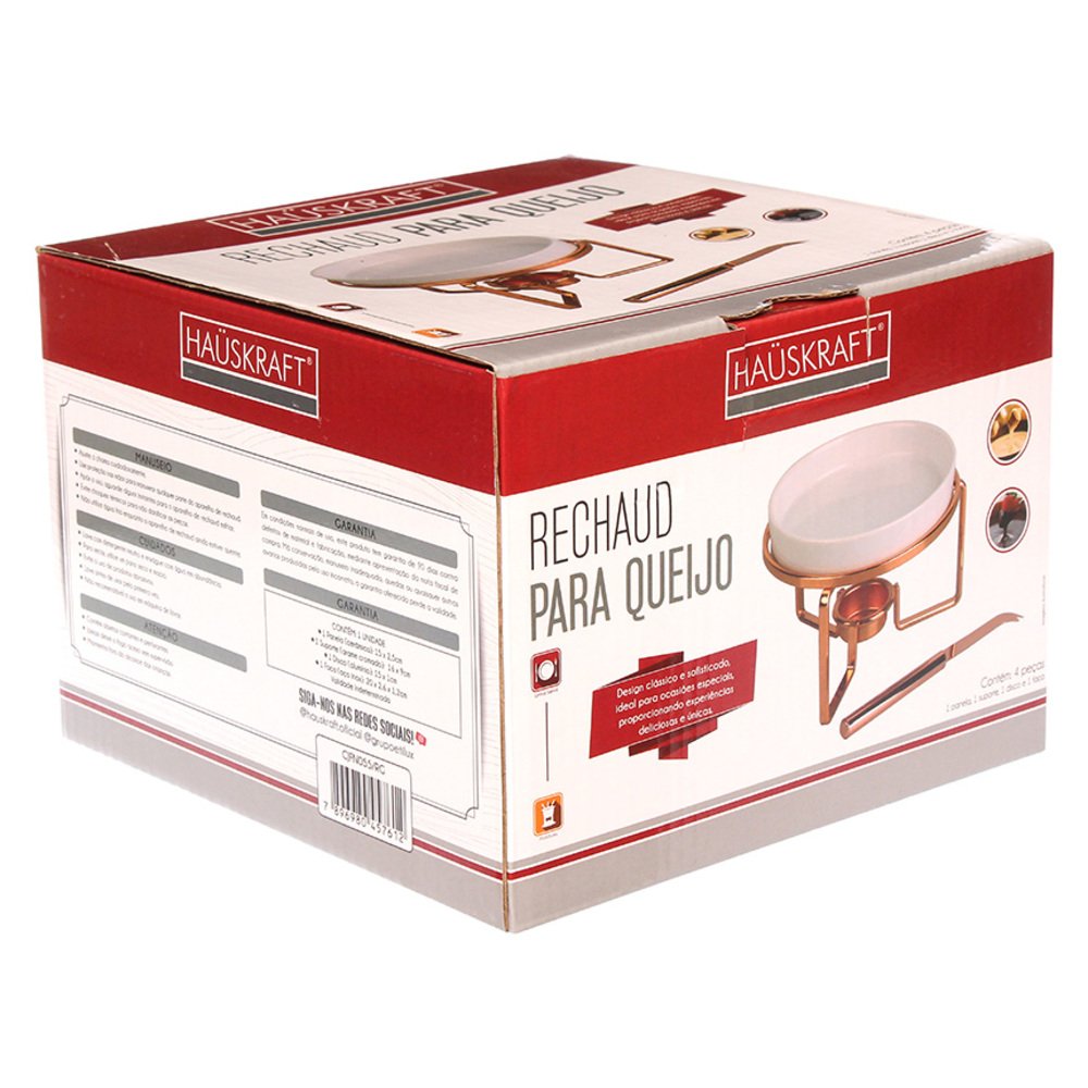 Rechaud Para Queijo Rose Gold 4 Peças - Hauskraft