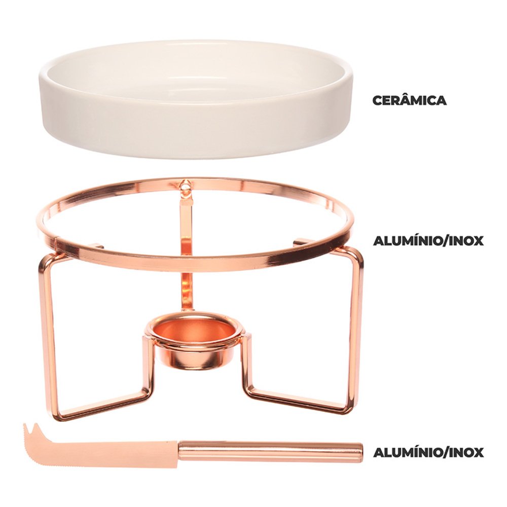 Rechaud Para Queijo Rose Gold 4 Peças - Hauskraft