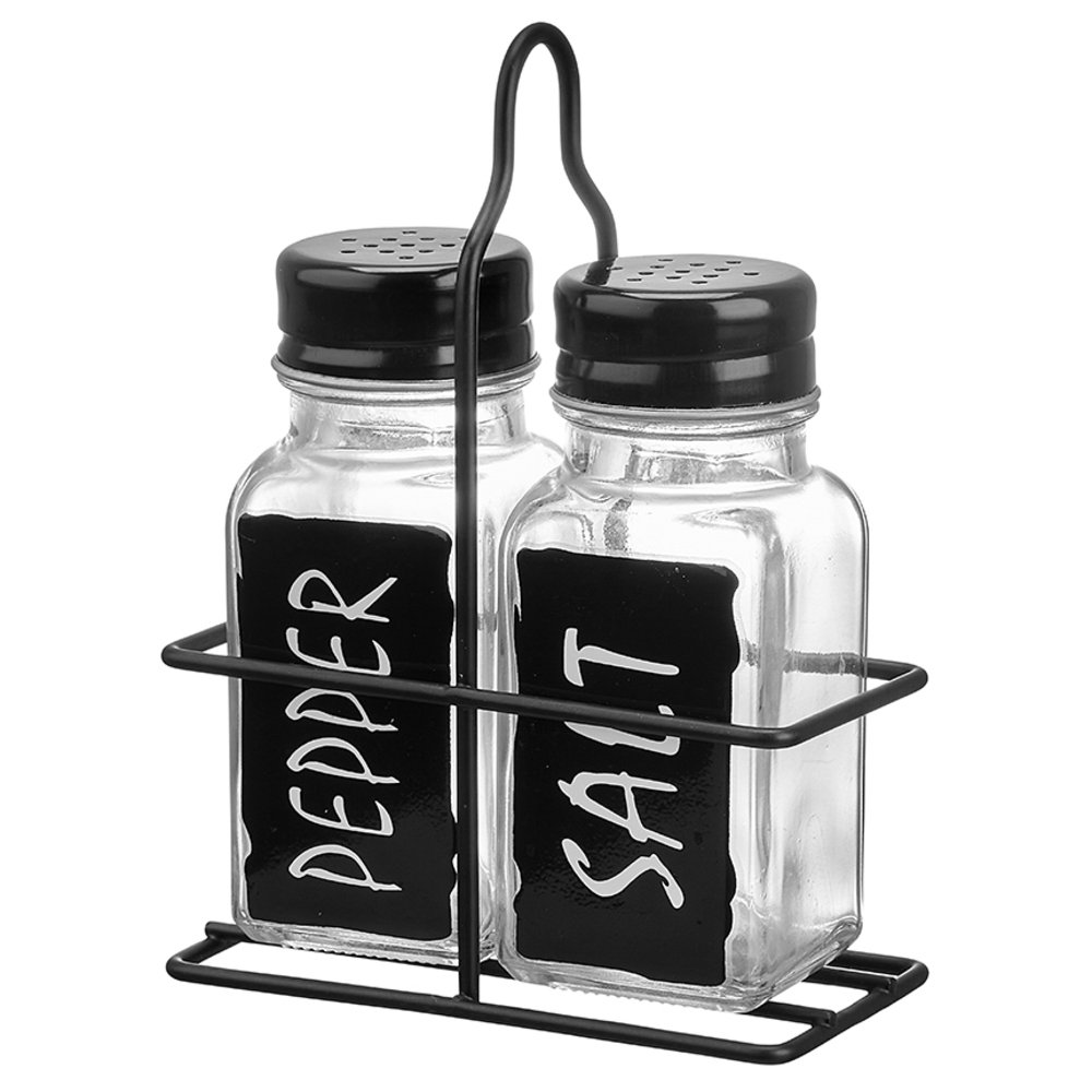 Porta Condimento 2 Potes Com Suporte Preto - Hauskraft