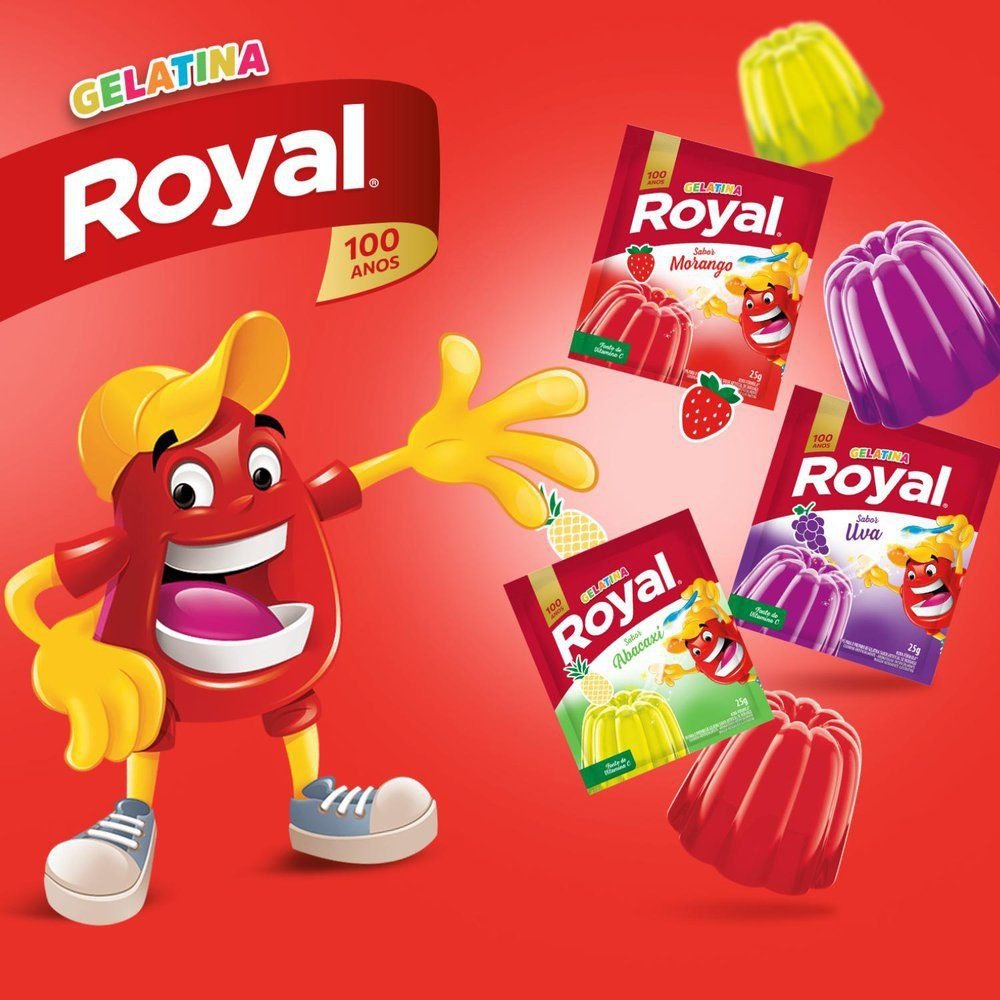 Gelatina em Pó Royal Abacaxi, 25g Display com 15 unidades
