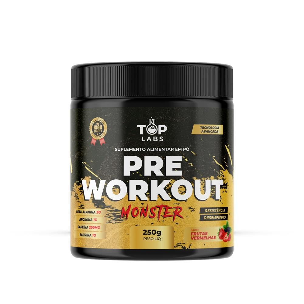 Preworkout Monster Top Labs Frutas Vermelhas 250 gramas