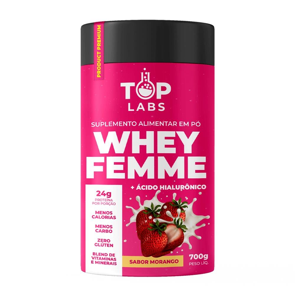 Whey Femme Fit Morango Top Labs 700 gramas