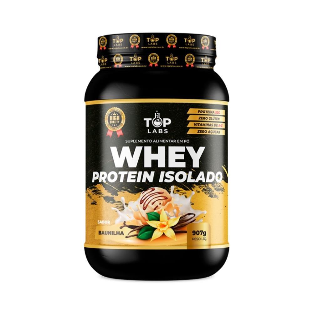 Whey Protein Isolado Baunilha Top Labs 907 gramas