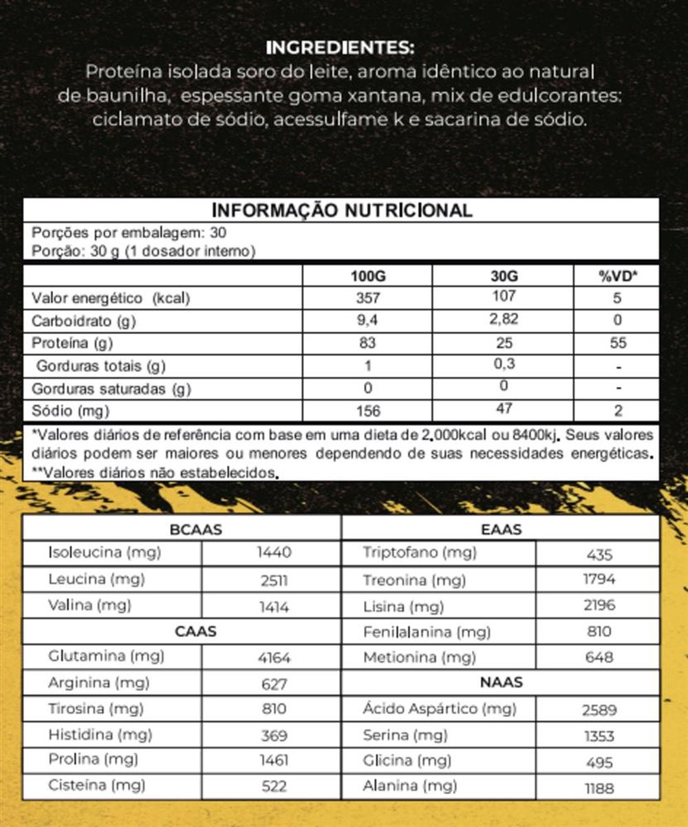 Whey Protein Isolado Baunilha Top Labs 907 gramas