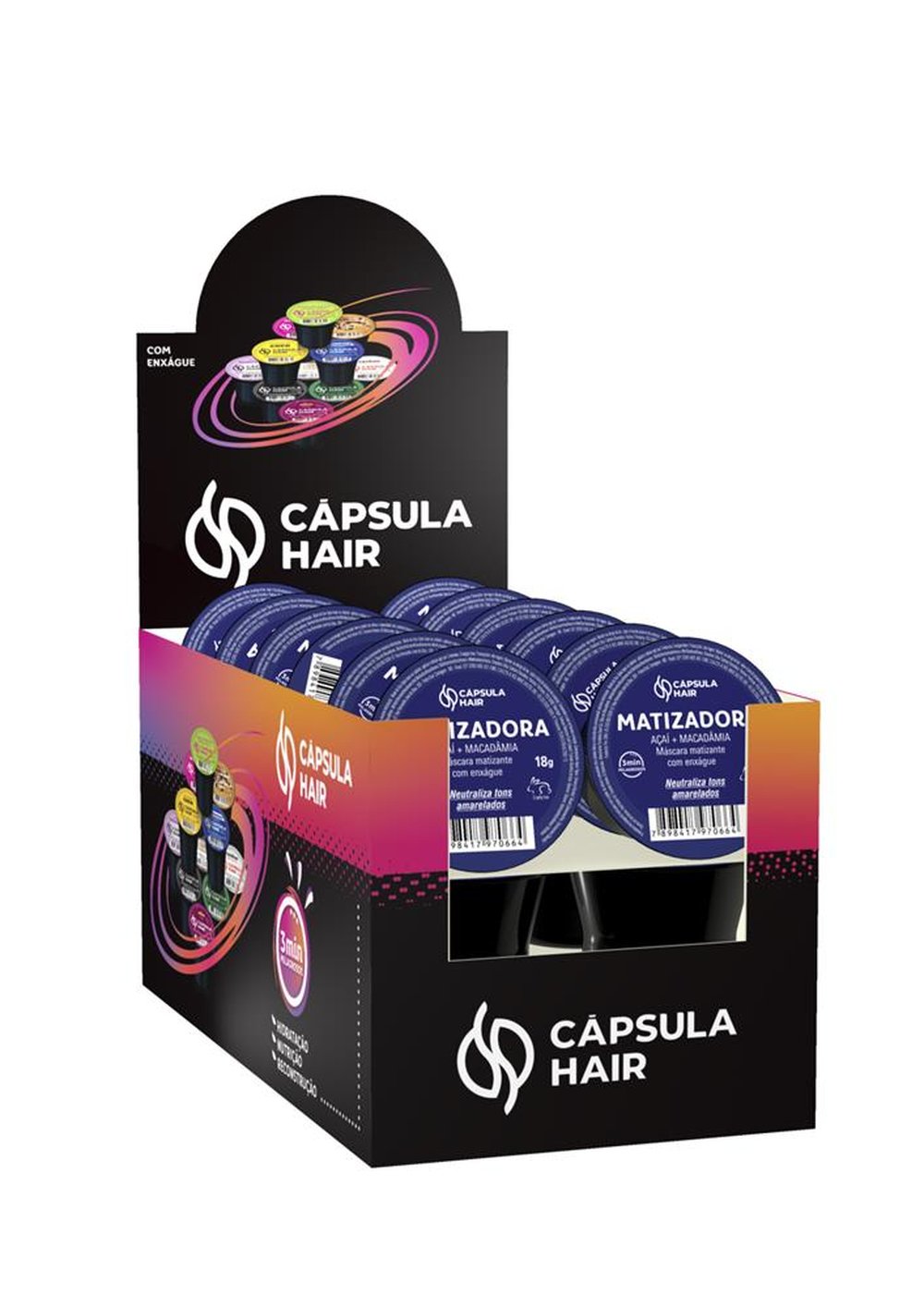 Display Cápsula Hair Matizadora com 24 unidades