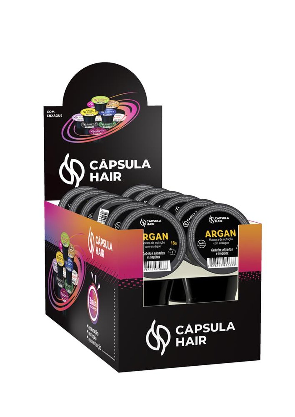 Display Cápsula Hair Argan com 24 unidades