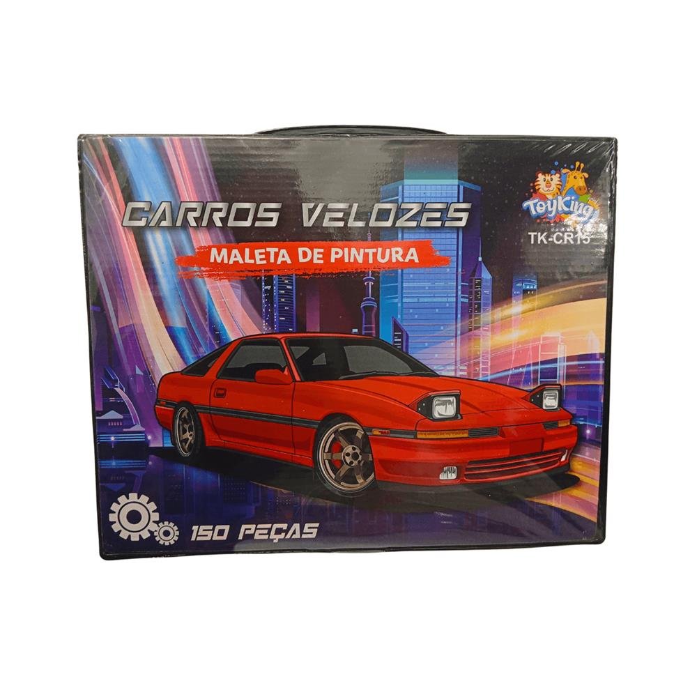 Maleta Estojo Escolar Carros Velozes 150 peças TK-CR15