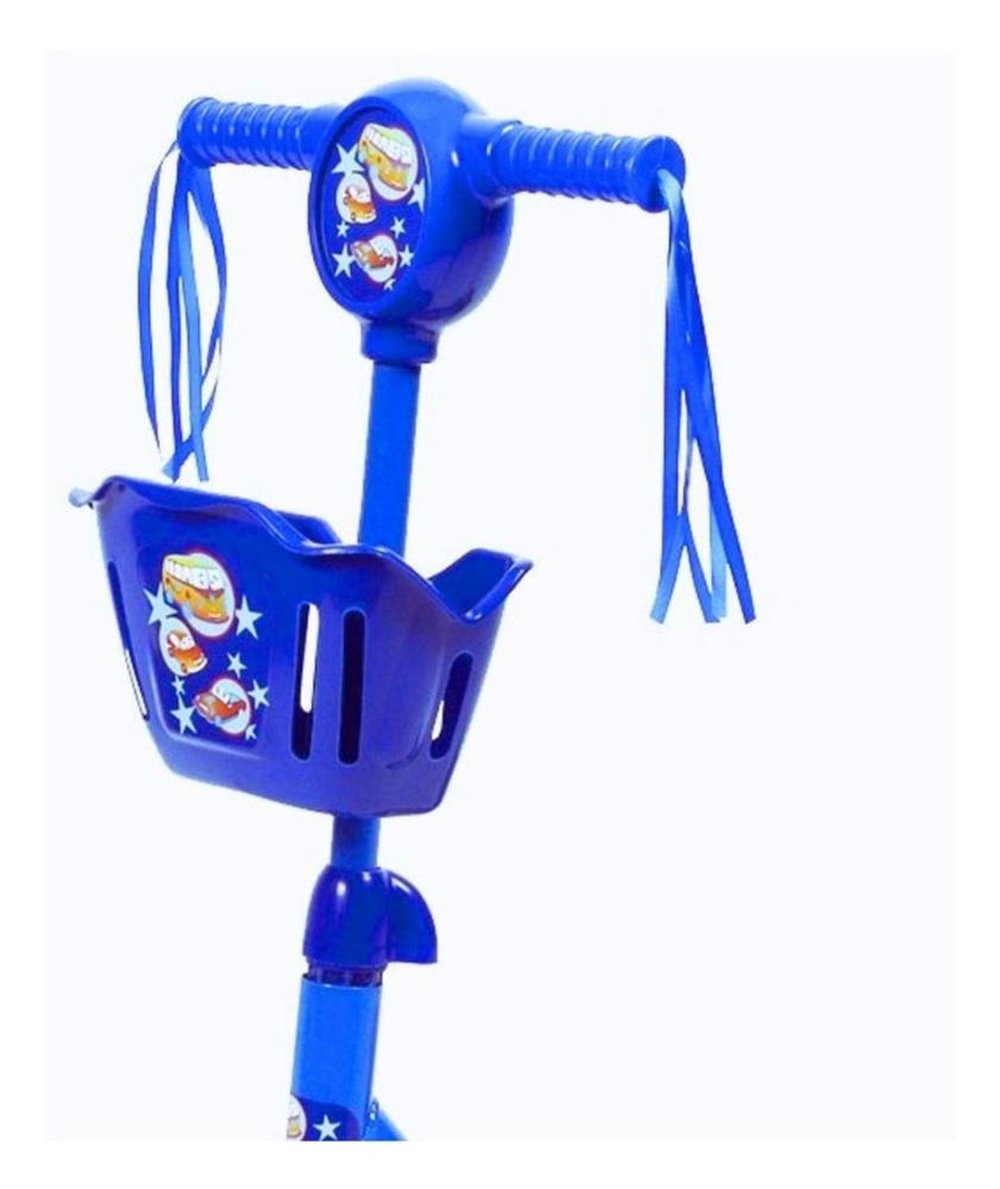 Patinete Infantil 3 Rodas com Luzes Música e Cestinha Azul