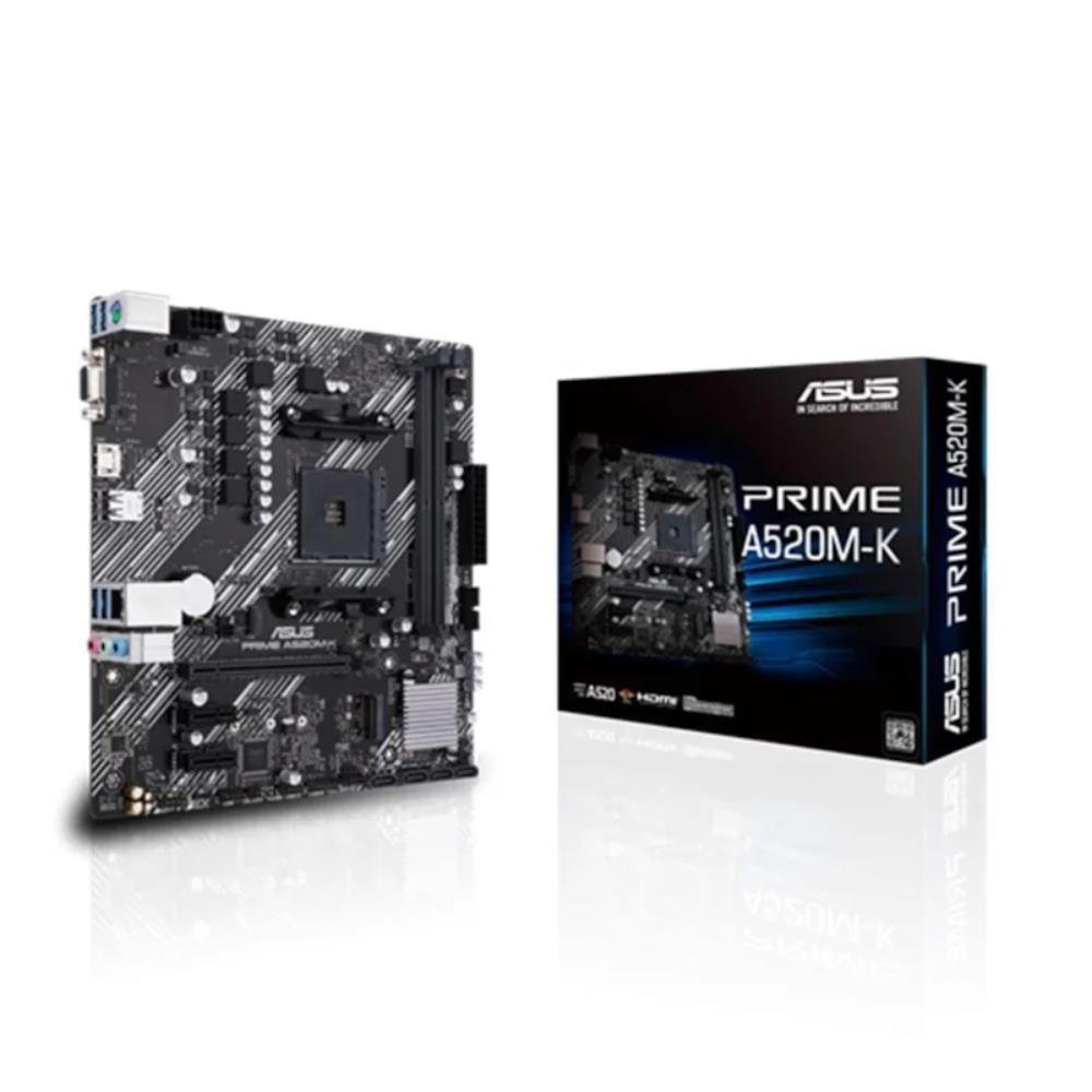 Placa Mãe Asus Prime A520m-K Am4, Ddr4, M.2, Preto