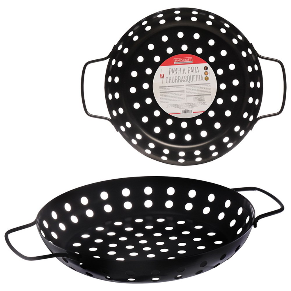 Grelha Churrasqueira Redonda Preta 31CM - Hauskraft