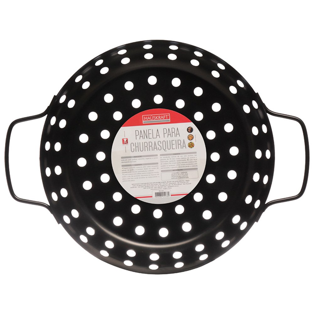 Grelha Churrasqueira Redonda Preta 31CM - Hauskraft