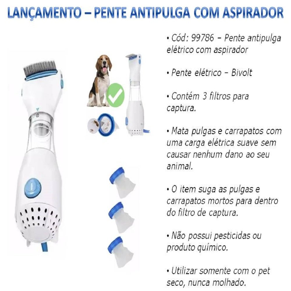Pente Antipulga Com Aspirador - Chalesco