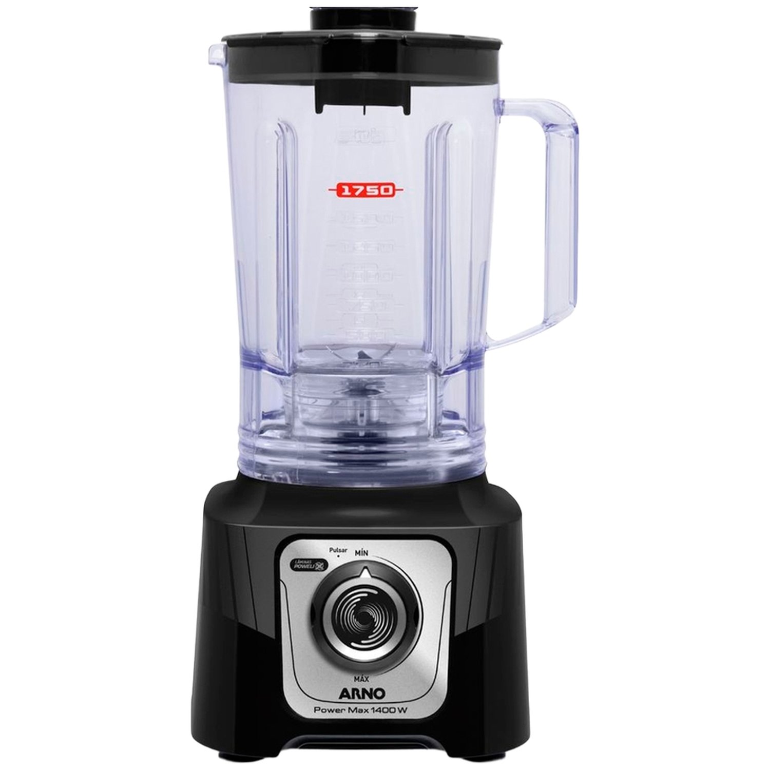 Liquidificador Arno LN65 Power Max San Cristal - 15 Velocidades + Pulsar, 3,1 Litros, 1400W, Preto, 110V