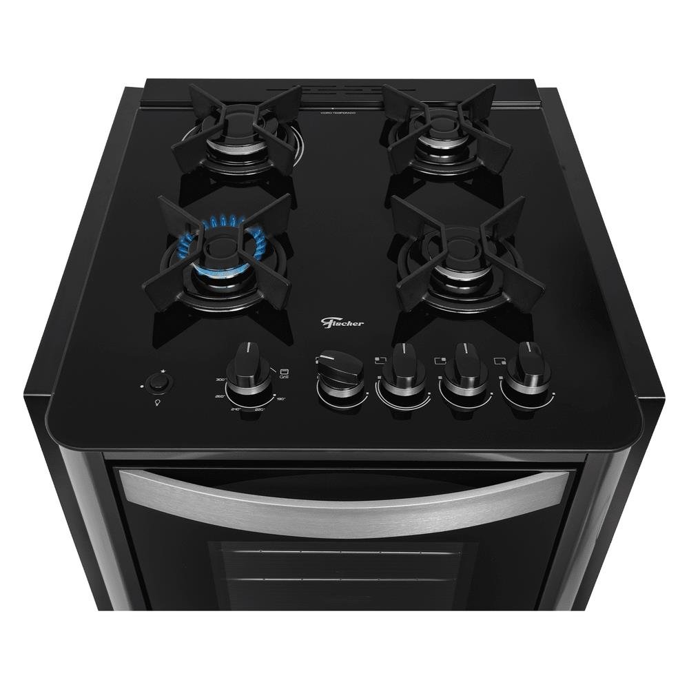 Fogão de Embutir Fischer 4 Bocas Gran Cheff Com Grill Mesa Vidro 32750-92666 220v