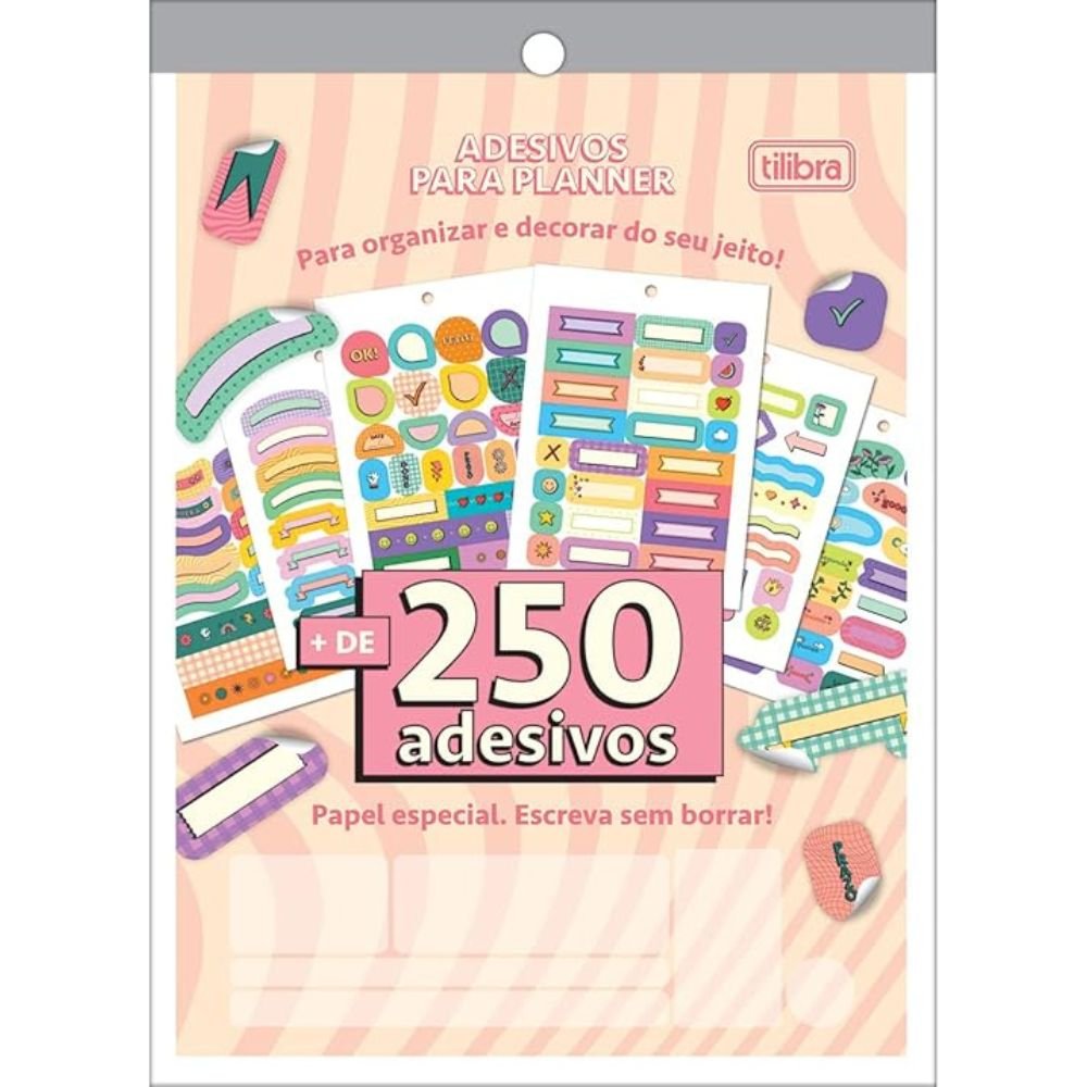 Bloco Adesivos Decorados Planner Free Tilibra 12 Folhas 338176
