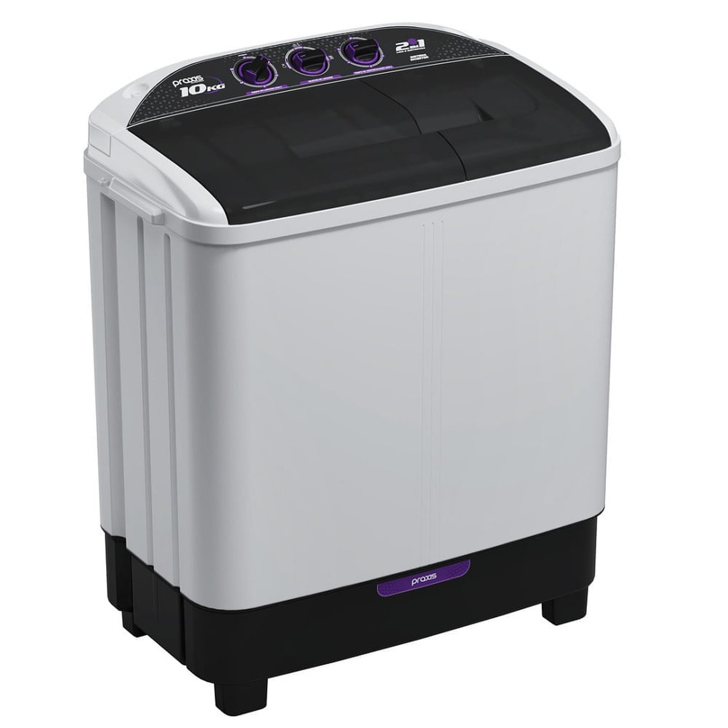 Lavadora de Roupas Praxis 10Kg Semi Automática Twin Tub Branca ¿ 220 Volts