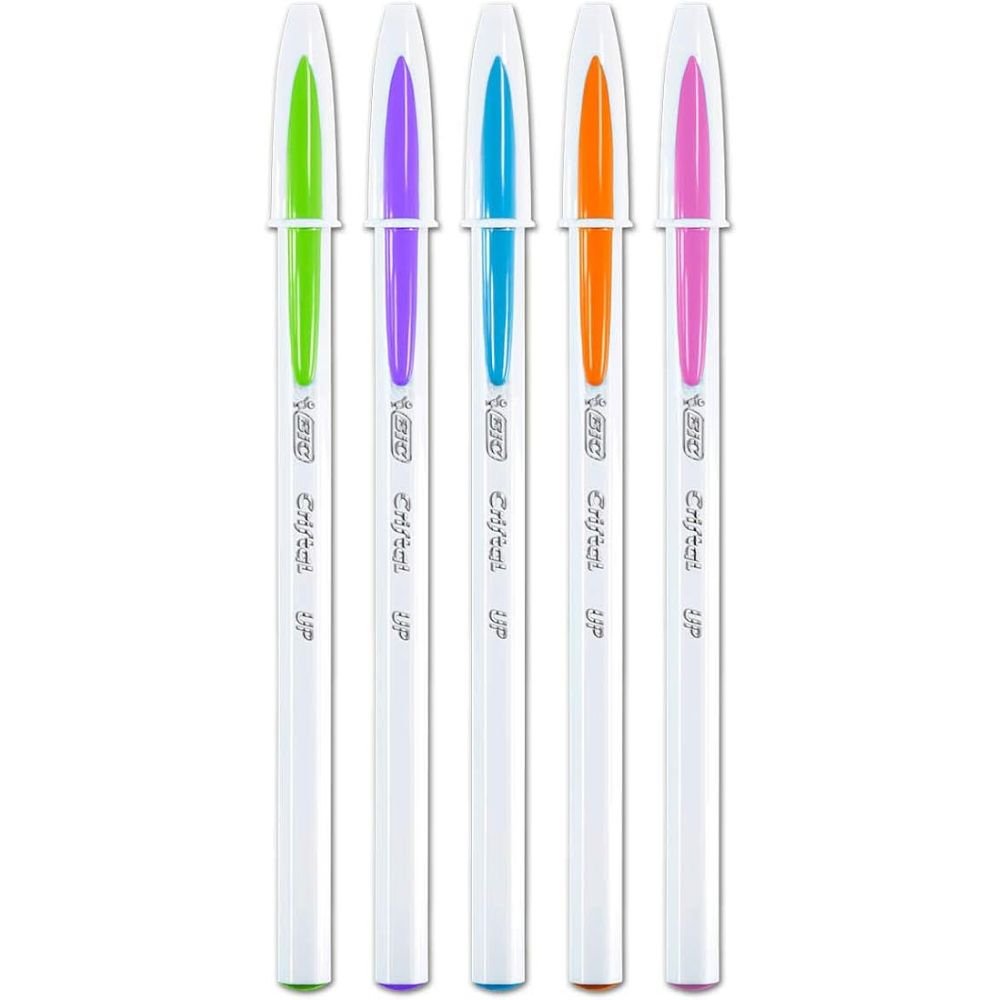 Caneta Esferográfica Bic Cristal Up Blister 5 Cores Fashion Ponta Média 1,2mm