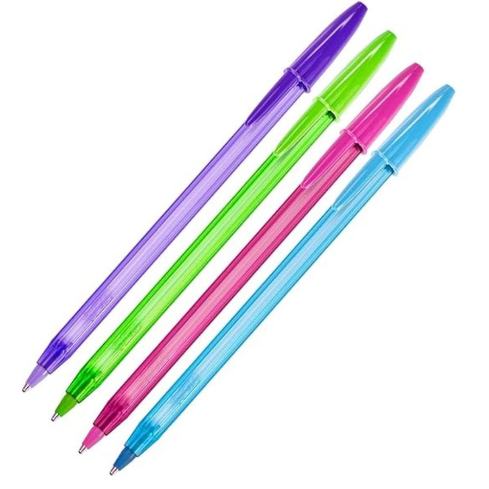 Caneta Esferográfica Bic Cristal Fashion 4 Cores Vibrantes Ponta Média 1.2mm