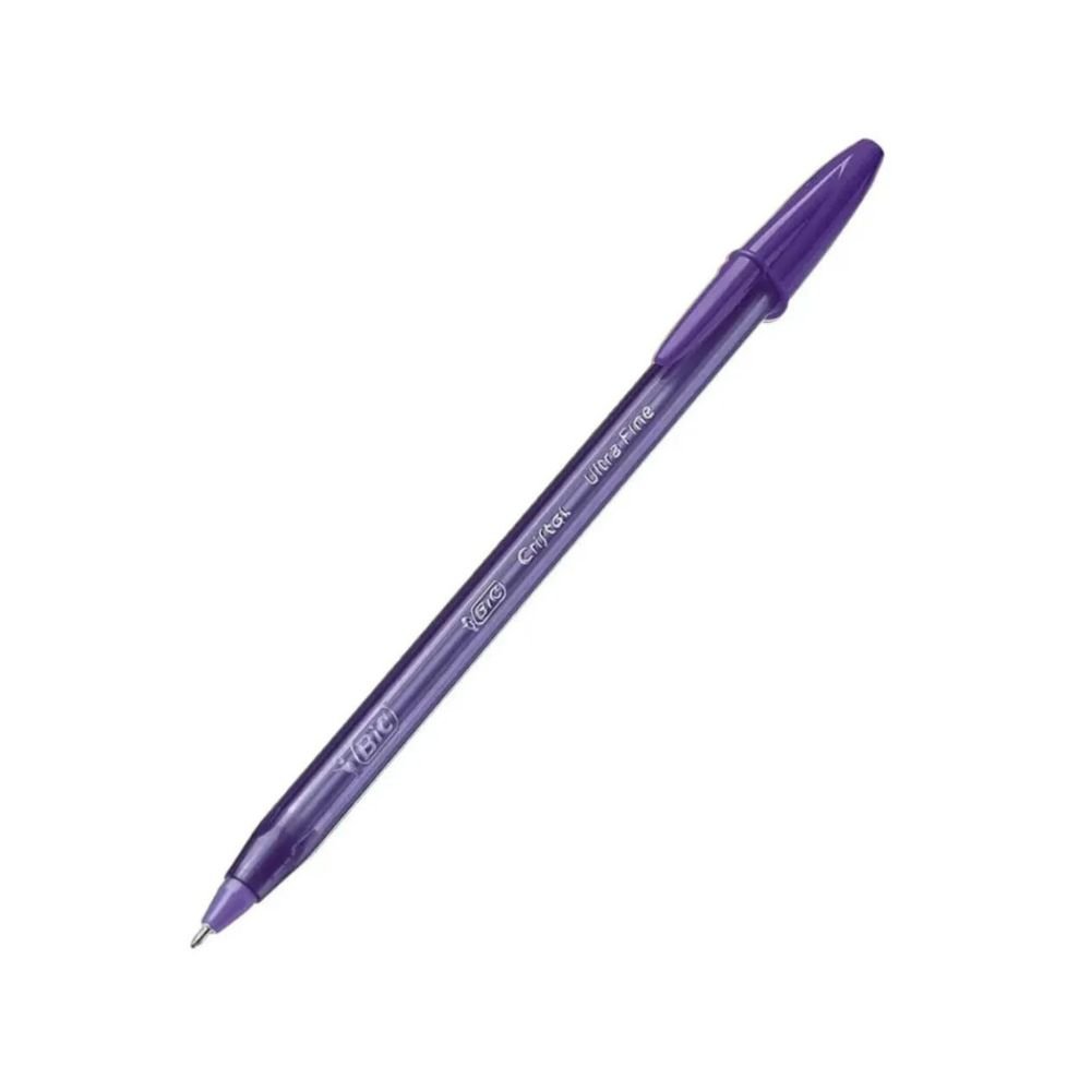 Caneta Esferográfica Bic Cristal Precisão Fashion Roxa Pona Ultra Fina 0.7mm