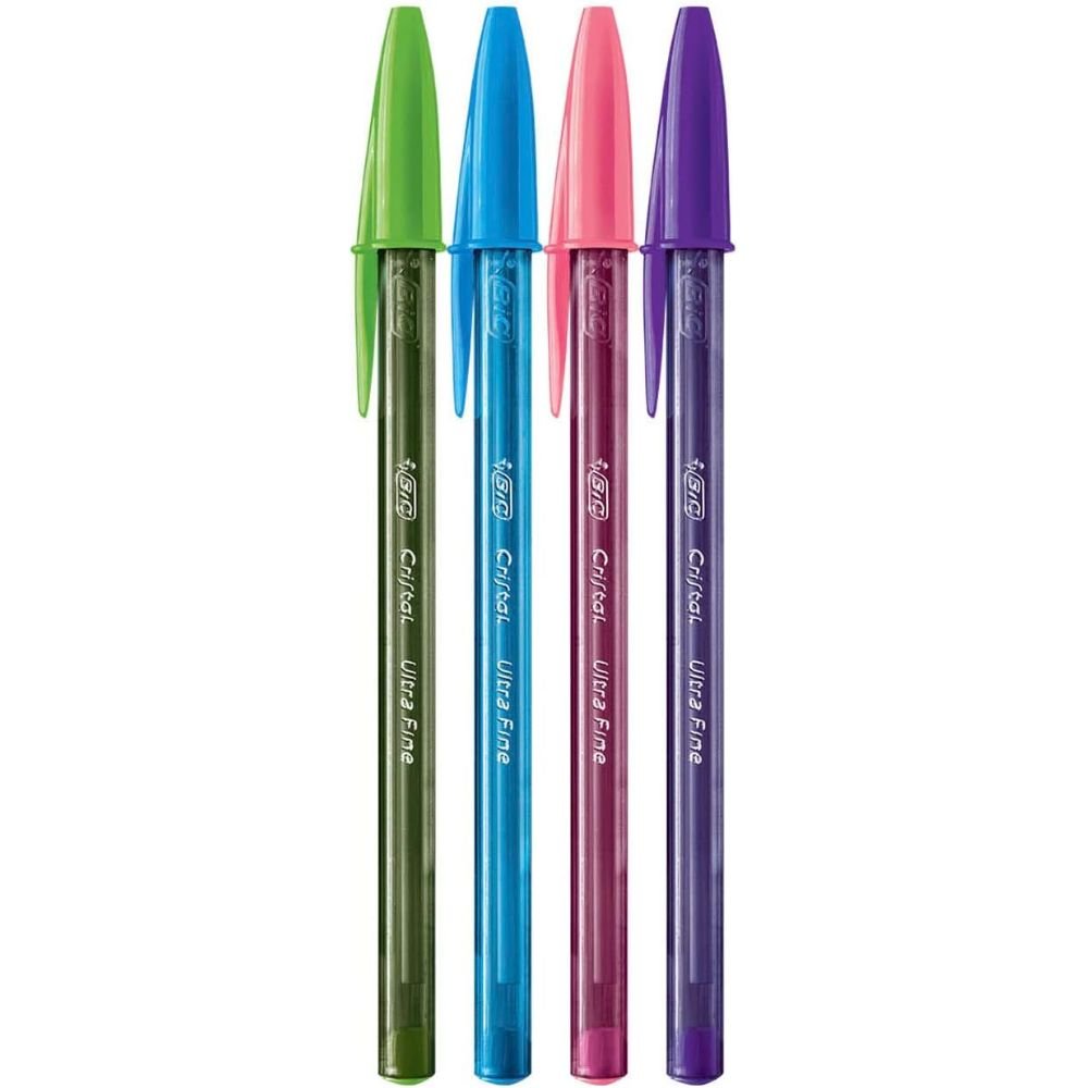 Caneta Esferográfica Bic Cristal Fashion Precisão e Suavidade 4 Cores Ponta Ultra Fina 0.7mm