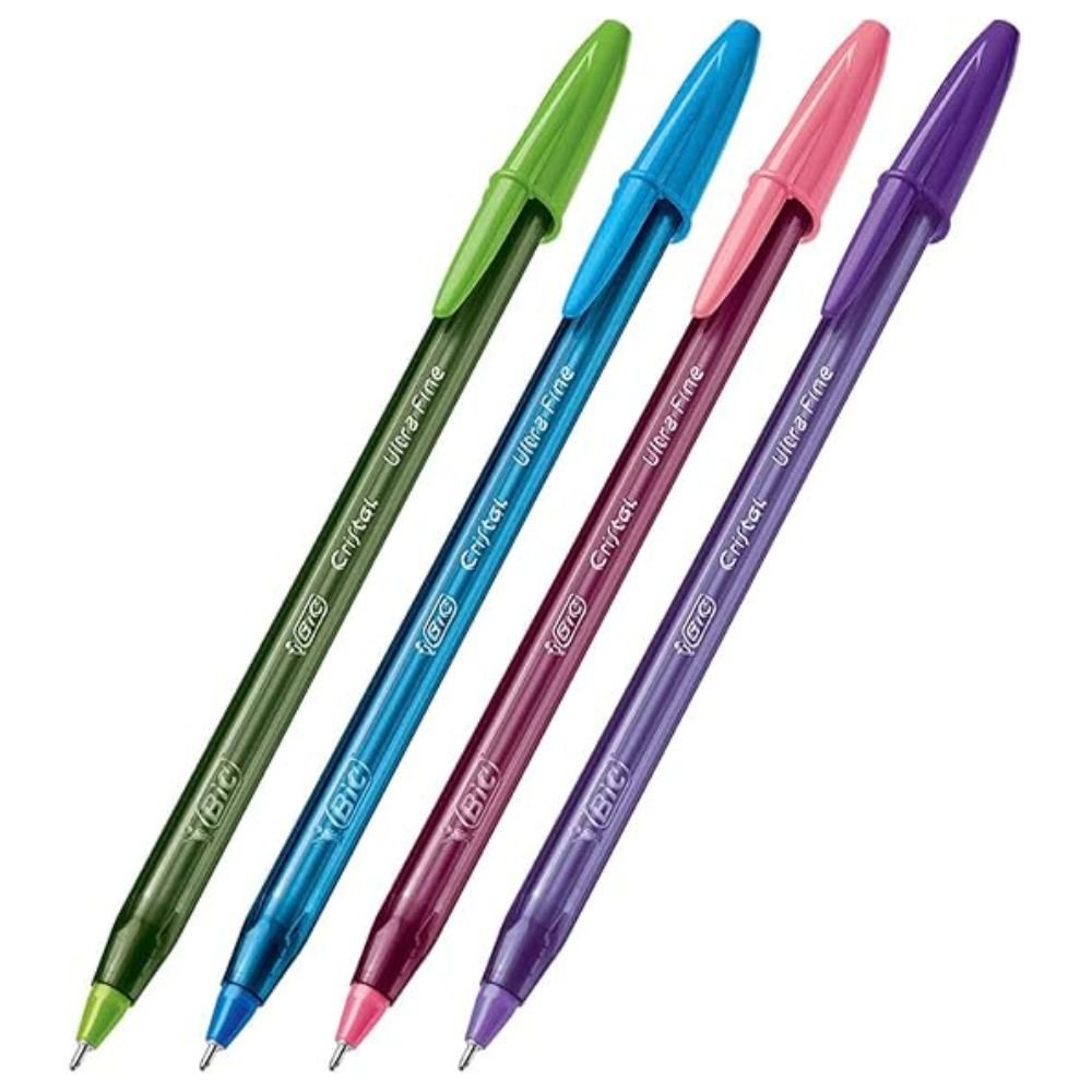 Caneta Esferográfica Bic Cristal Fashion Precisão e Suavidade 4 Cores Ponta Ultra Fina 0.7mm