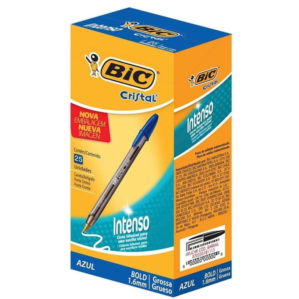 Caneta Esferografica Bic Cristal Intenso Azul Ponta Grossa Bold 1,6mm