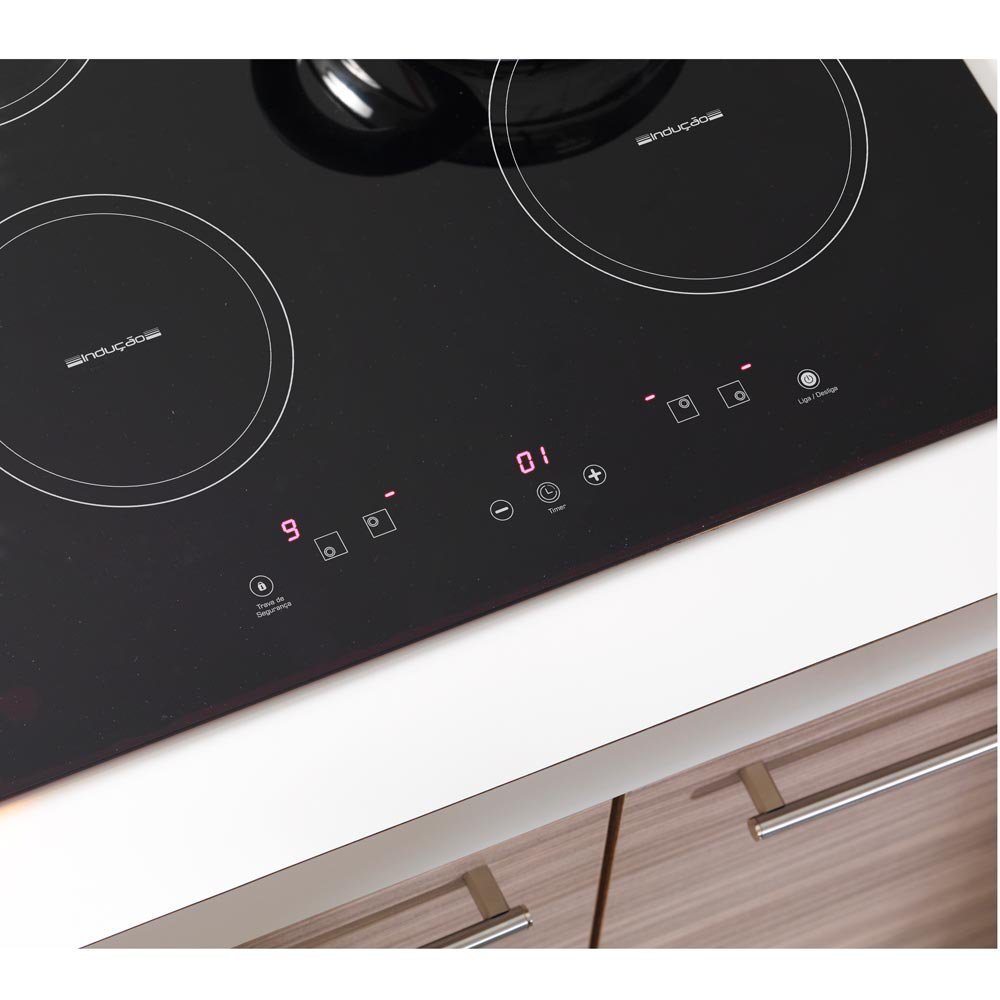 Fogão Cooktop 4 Queimadores por Indução Mesa Vitrocerâmica 220v Fischer