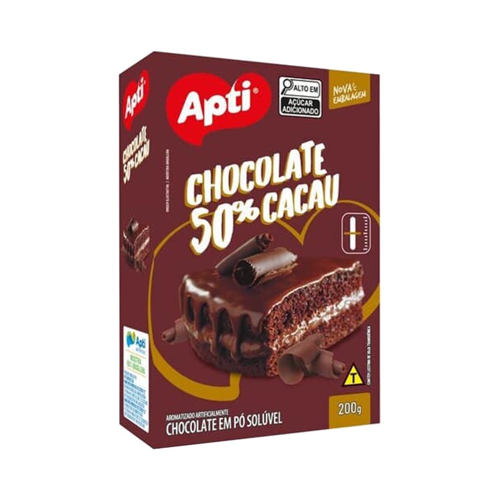 Chocolate Em Pó Apti 50% Premiu 200g - Embalagem com 12 Unidades