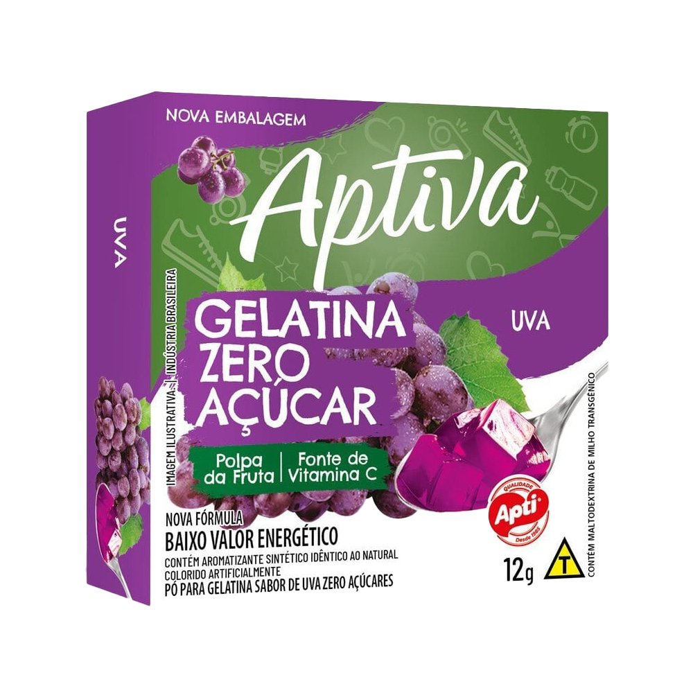 Gelatina Apti Zero Uva 12g  - Embalagem com 18 Unidades
