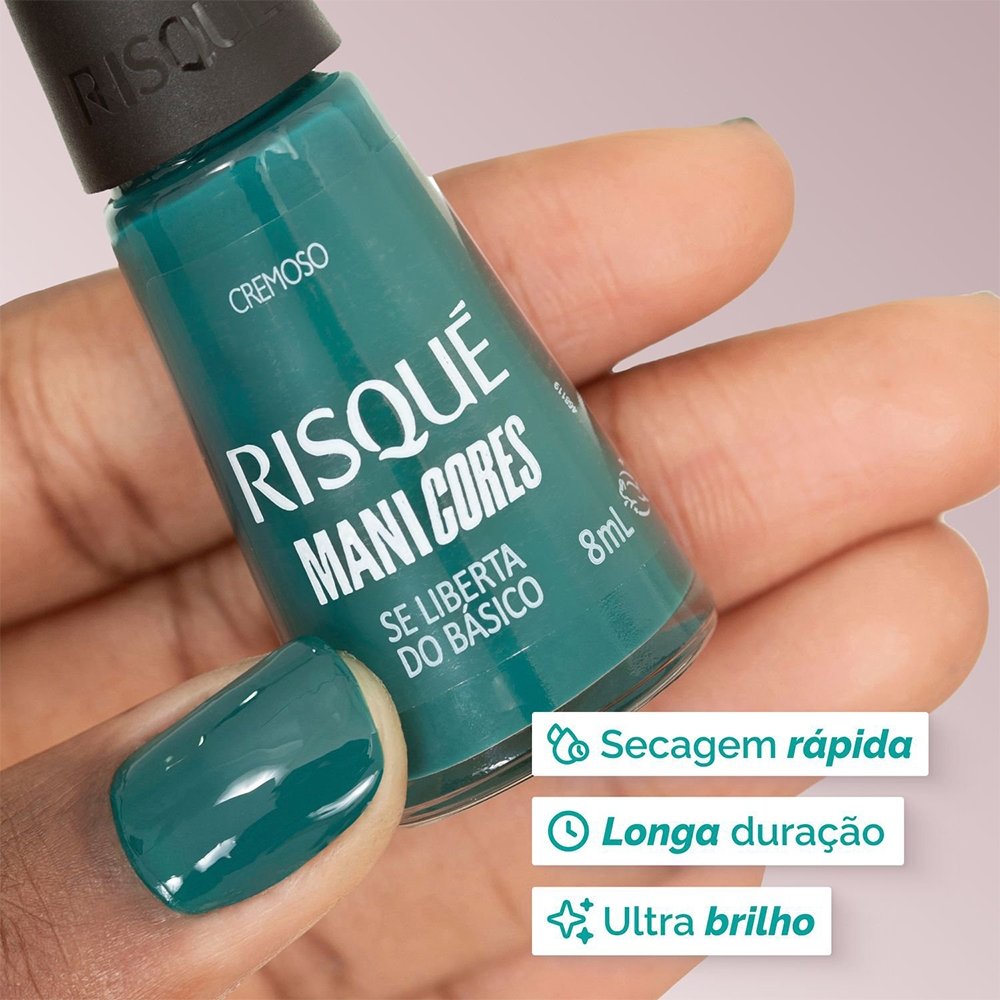 Esmalte Risqué ManiCores Cremoso Se Liberta do Básico Verde Escuro Avulso 8ml